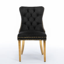 Load image into Gallery viewer, 6x Velvet Dining Chairs with Golden Metal Legs-Black
