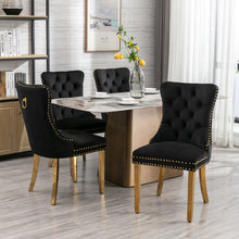 Load image into Gallery viewer, 6x Velvet Dining Chairs with Golden Metal Legs-Black
