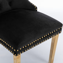 Load image into Gallery viewer, 6x Velvet Dining Chairs with Golden Metal Legs-Black
