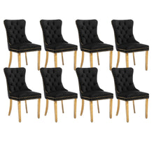 Load image into Gallery viewer, 8x Velvet Dining Chairs with Golden Metal Legs-Black
