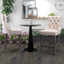 Load image into Gallery viewer, 4X Velvet Bar Stools with Studs Trim Wooden Legs Tufted Dining Chairs Kitchen
