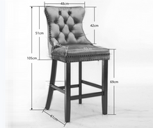 Load image into Gallery viewer, 4X Velvet Bar Stools with Studs Trim Wooden Legs Tufted Dining Chairs Kitchen
