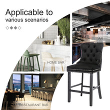 Load image into Gallery viewer, 4X Velvet Bar Stools with Studs Trim Wooden Legs Tufted Dining Chairs Kitchen
