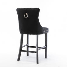 Load image into Gallery viewer, 6X Velvet Bar Stools with Studs Trim Wooden Legs Tufted Dining Chairs Kitchen
