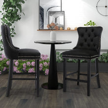 Load image into Gallery viewer, 6X Velvet Bar Stools with Studs Trim Wooden Legs Tufted Dining Chairs Kitchen
