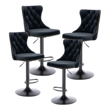 Load image into Gallery viewer, 4x Height Adjustable Swivel Bar Stool Velvet Nailhead Barstool with Footrest
