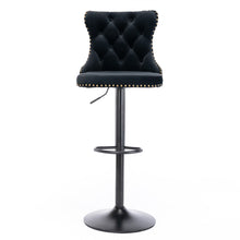 Load image into Gallery viewer, 4x Height Adjustable Swivel Bar Stool Velvet Nailhead Barstool with Footrest
