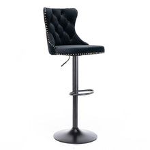 Load image into Gallery viewer, 4x Height Adjustable Swivel Bar Stool Velvet Nailhead Barstool with Footrest
