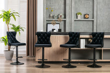Load image into Gallery viewer, 4x Height Adjustable Swivel Bar Stool Velvet Nailhead Barstool with Footrest
