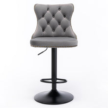 Load image into Gallery viewer, 4x Height Adjustable Swivel Bar Stool Velvet Nailhead Barstool with Footrest
