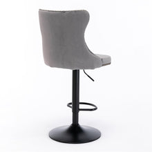 Load image into Gallery viewer, 4x Height Adjustable Swivel Bar Stool Velvet Nailhead Barstool with Footrest
