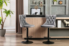 Load image into Gallery viewer, 4x Height Adjustable Swivel Bar Stool Velvet Nailhead Barstool with Footrest
