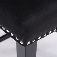 Load image into Gallery viewer, 4x Velvet Upholstered Button Tufted Bar Stools with Wood Legs and Studs-Black
