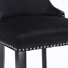 Load image into Gallery viewer, 4x Velvet Upholstered Button Tufted Bar Stools with Wood Legs and Studs-Black
