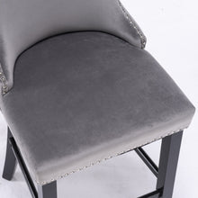 Load image into Gallery viewer, 4x Velvet Upholstered Button Tufted Bar Stools with Wood Legs and Studs-Grey
