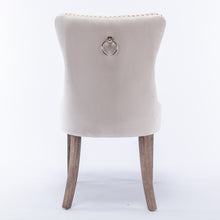 Load image into Gallery viewer, 4x Velvet Dining Chairs Upholstered Tufted Kithcen Chair with Solid Wood Legs Stud Trim and Ring-Beige
