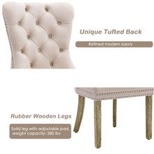 Load image into Gallery viewer, 4x Velvet Dining Chairs Upholstered Tufted Kithcen Chair with Solid Wood Legs Stud Trim and Ring-Beige

