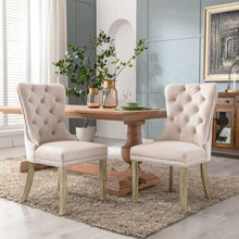 Load image into Gallery viewer, 6x Velvet Dining Chairs Upholstered Tufted Kithcen Chair with Solid Wood Legs Stud Trim and Ring-Beige

