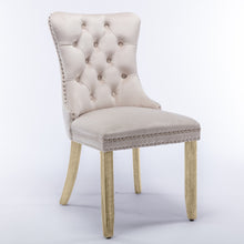 Load image into Gallery viewer, 6x Velvet Dining Chairs Upholstered Tufted Kithcen Chair with Solid Wood Legs Stud Trim and Ring-Beige
