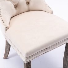 Load image into Gallery viewer, 6x Velvet Dining Chairs Upholstered Tufted Kithcen Chair with Solid Wood Legs Stud Trim and Ring-Beige
