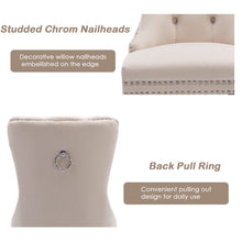 Load image into Gallery viewer, 6x Velvet Dining Chairs Upholstered Tufted Kithcen Chair with Solid Wood Legs Stud Trim and Ring-Beige
