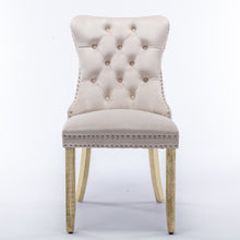 Load image into Gallery viewer, 8x Velvet Dining Chairs Upholstered Tufted Kithcen Chair with Solid Wood Legs Stud Trim and Ring-Beige
