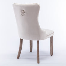 Load image into Gallery viewer, 8x Velvet Dining Chairs Upholstered Tufted Kithcen Chair with Solid Wood Legs Stud Trim and Ring-Beige
