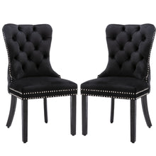 Load image into Gallery viewer, 4x Velvet Dining Chairs Upholstered Tufted Kithcen Chair with Solid Wood Legs Stud Trim and Ring-Black
