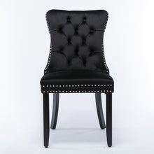 Load image into Gallery viewer, 6x Velvet Dining Chairs Upholstered Tufted Kithcen Chair with Solid Wood Legs Stud Trim and Ring-Black

