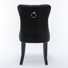 Load image into Gallery viewer, 8x Velvet Dining Chairs Upholstered Tufted Kithcen Chair with Solid Wood Legs Stud Trim and Ring-Black
