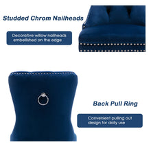 Load image into Gallery viewer, 4x Velvet Dining Chairs Upholstered Tufted Kithcen Chair with Solid Wood Legs Stud Trim and Ring-Blue
