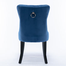 Load image into Gallery viewer, 6x Velvet Dining Chairs Upholstered Tufted Kithcen Chair with Solid Wood Legs Stud Trim and Ring-Blue
