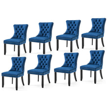 Load image into Gallery viewer, 8x Velvet Dining Chairs Upholstered Tufted Kithcen Chair with Solid Wood Legs Stud Trim and Ring-Blue
