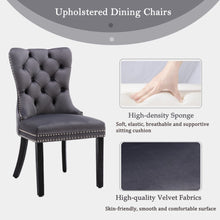 Load image into Gallery viewer, 6x Velvet Dining Chairs Upholstered Tufted Kithcen Chair with Solid Wood Legs Stud Trim and Ring-Gray
