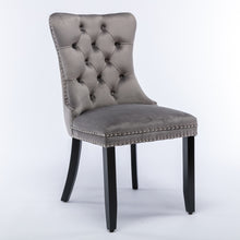 Load image into Gallery viewer, 8x Velvet Dining Chairs Upholstered Tufted Kithcen Chair with Solid Wood Legs Stud Trim and Ring-Gray

