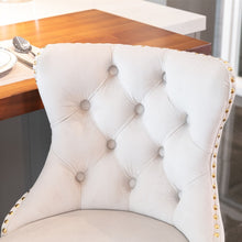 Load image into Gallery viewer, 4x Height Adjustable Swivel Bar Stool Velvet Studs Barstool with Footrest and Golden Base- Beige
