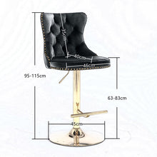 Load image into Gallery viewer, 4x Height Adjustable Swivel Bar Stool Velvet Studs Barstool with Footrest and Golden Base- Grey
