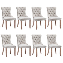 Load image into Gallery viewer, 8x AADEN Modern Elegant Button-Tufted Upholstered Fabric with Studs Trim and Wooden legs Dining Side Chair-Beige
