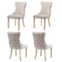Load image into Gallery viewer, 4x Velvet Upholstered Dining Chairs Tufted Wingback Side Chair with Studs Trim Solid Wood Legs for Kitchen
