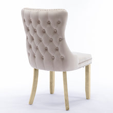 Load image into Gallery viewer, 4x Velvet Upholstered Dining Chairs Tufted Wingback Side Chair with Studs Trim Solid Wood Legs for Kitchen

