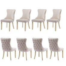 Load image into Gallery viewer, 8x Velvet Upholstered Dining Chairs Tufted Wingback Side Chair with Studs Trim Solid Wood Legs for Kitchen
