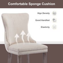 Load image into Gallery viewer, 8x Velvet Upholstered Dining Chairs Tufted Wingback Side Chair with Studs Trim Solid Wood Legs for Kitchen
