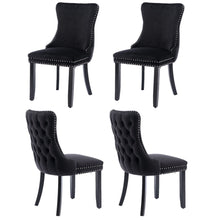 Load image into Gallery viewer, 4x Velvet Upholstered Dining Chairs Tufted Wingback Side Chair with Studs Trim Solid Wood Legs for Kitchen
