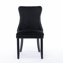 Load image into Gallery viewer, 4x Velvet Upholstered Dining Chairs Tufted Wingback Side Chair with Studs Trim Solid Wood Legs for Kitchen
