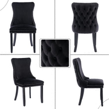 Load image into Gallery viewer, 4x Velvet Upholstered Dining Chairs Tufted Wingback Side Chair with Studs Trim Solid Wood Legs for Kitchen
