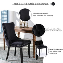 Load image into Gallery viewer, 4x Velvet Upholstered Dining Chairs Tufted Wingback Side Chair with Studs Trim Solid Wood Legs for Kitchen
