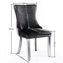 Load image into Gallery viewer, 6x Velvet Upholstered Dining Chairs Tufted Wingback Side Chair with Studs Trim Solid Wood Legs for Kitchen
