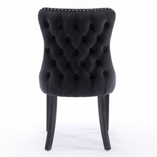 Load image into Gallery viewer, 8x Velvet Upholstered Dining Chairs Tufted Wingback Side Chair with Studs Trim Solid Wood Legs for Kitchen
