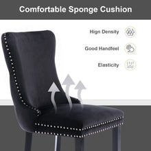 Load image into Gallery viewer, 8x Velvet Upholstered Dining Chairs Tufted Wingback Side Chair with Studs Trim Solid Wood Legs for Kitchen
