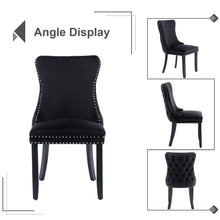 Load image into Gallery viewer, 8x Velvet Upholstered Dining Chairs Tufted Wingback Side Chair with Studs Trim Solid Wood Legs for Kitchen
